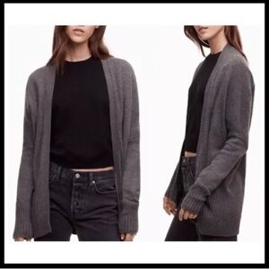 Aritzia XS Azure Skies Cashmere Blend Lenox Charcoal Grey Open Cardigan Sweater